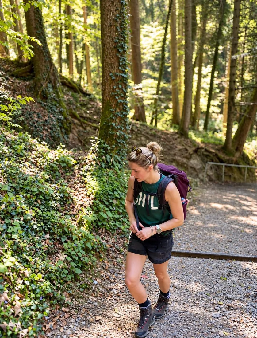 Nicole beim Wandern im Wald
